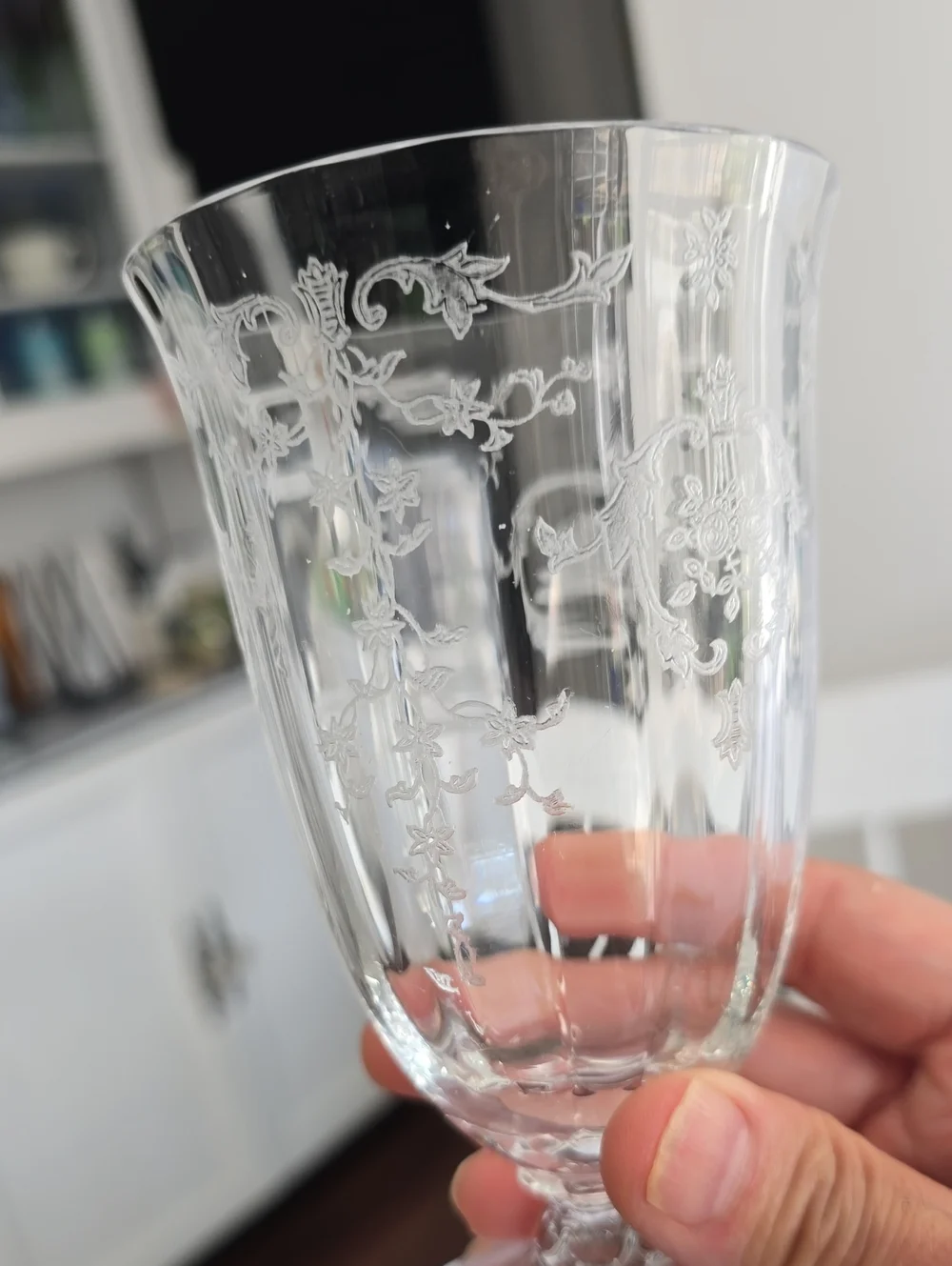 Vintage Fostoria Navarre Set Of 4 Etched Footed Glass Goblets